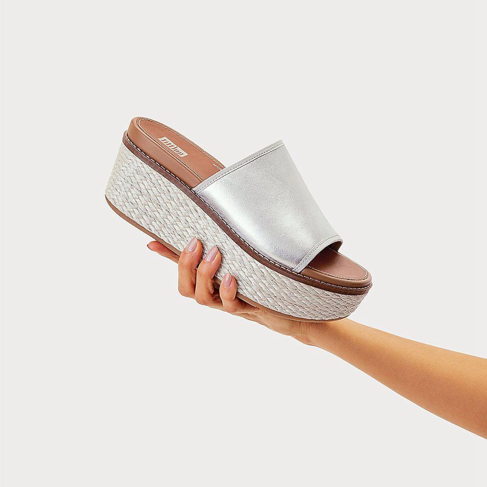 Fitflop Womens Wedge Silver - Eloise Mixed-metallics Slides - SL9726348